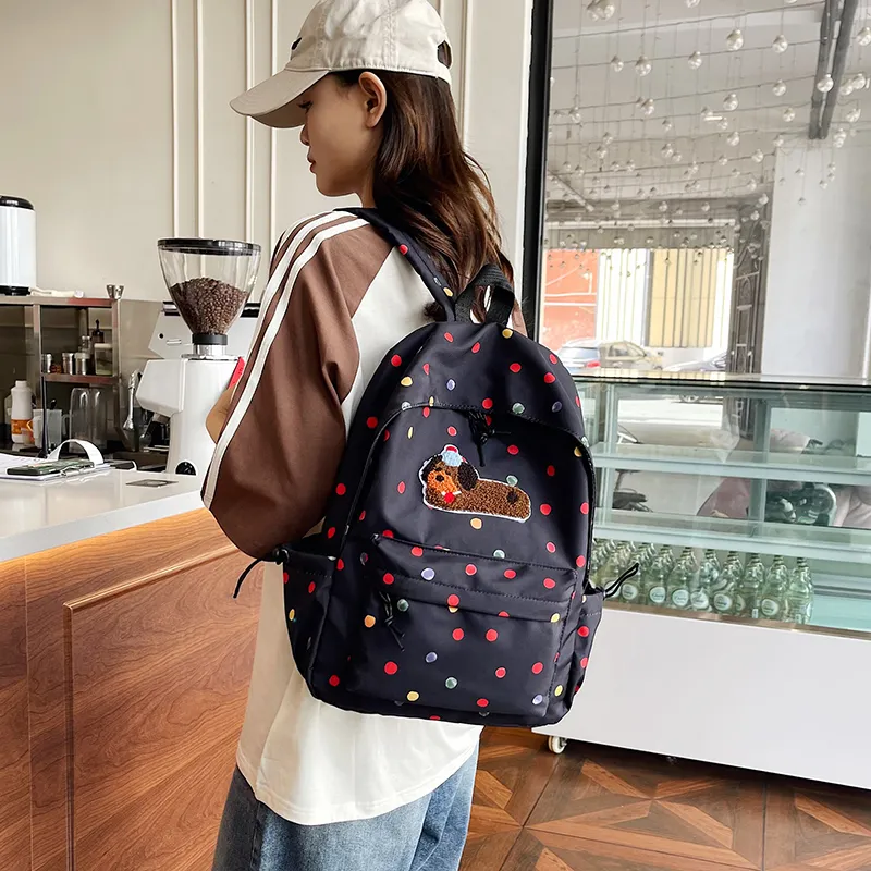 WICKBUEN Nylon Backpack Unisex White/Black-7