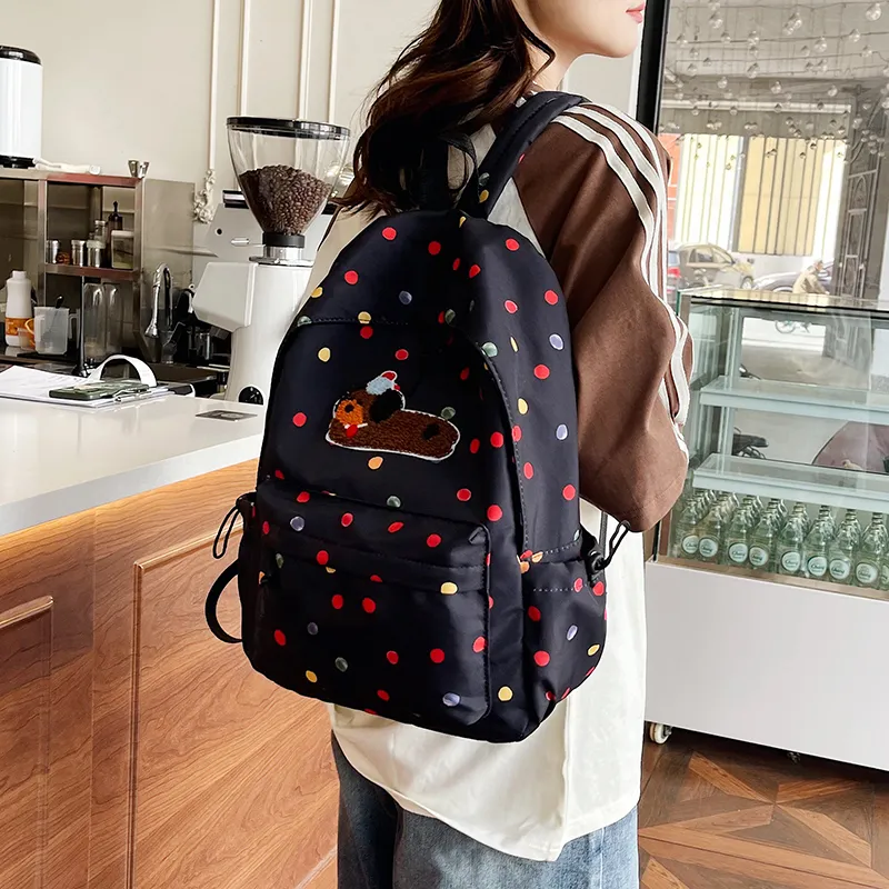 WICKBUEN Nylon Backpack Unisex White/Black-11