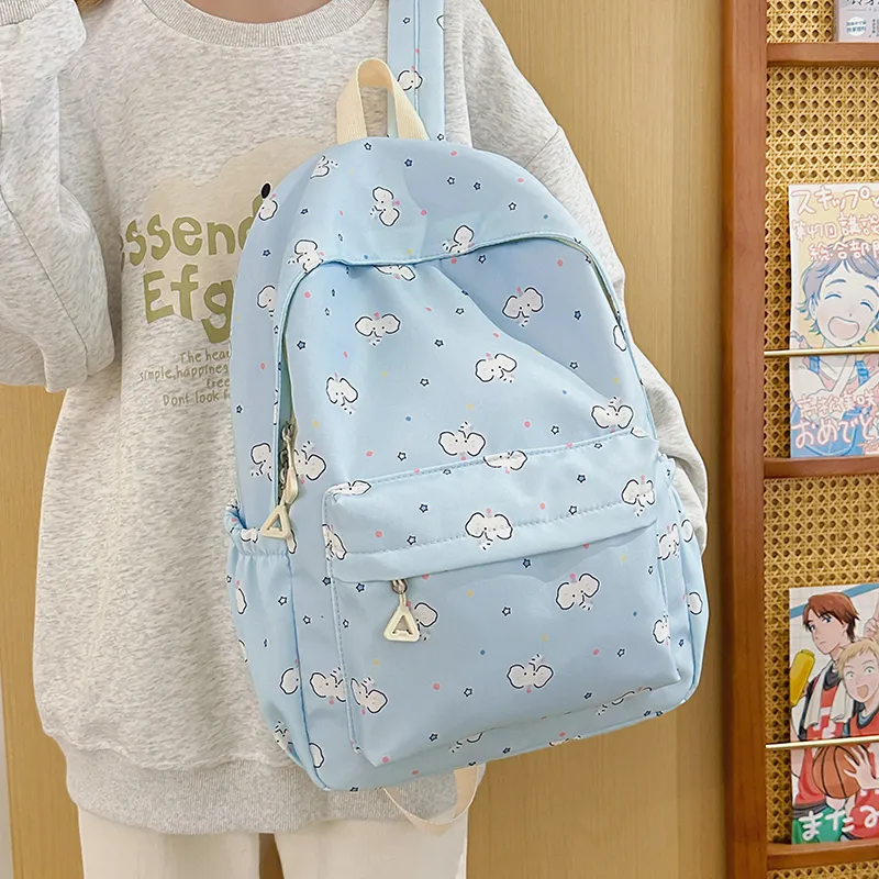WICKBUEN Nylon Backpack Unisex Beige/Blue/Purple-9