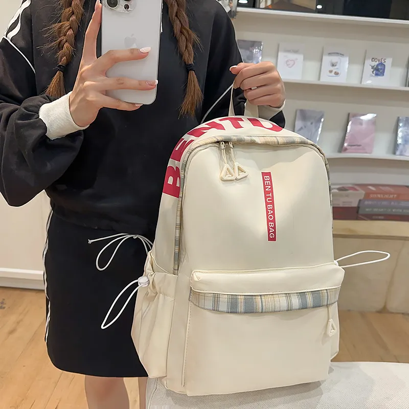 WICKBUEN Nylon Backpack Unisex White/Black/Pink/Blue-3