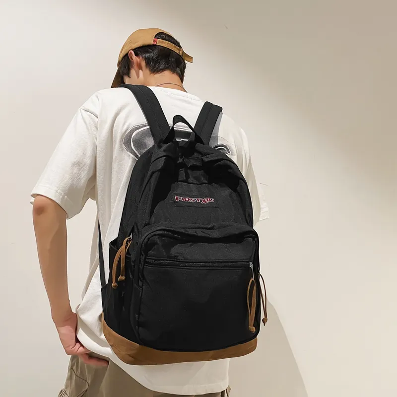WICKBUEN Nylon Backpack Regular Unisex Red/Black/Blue-2
