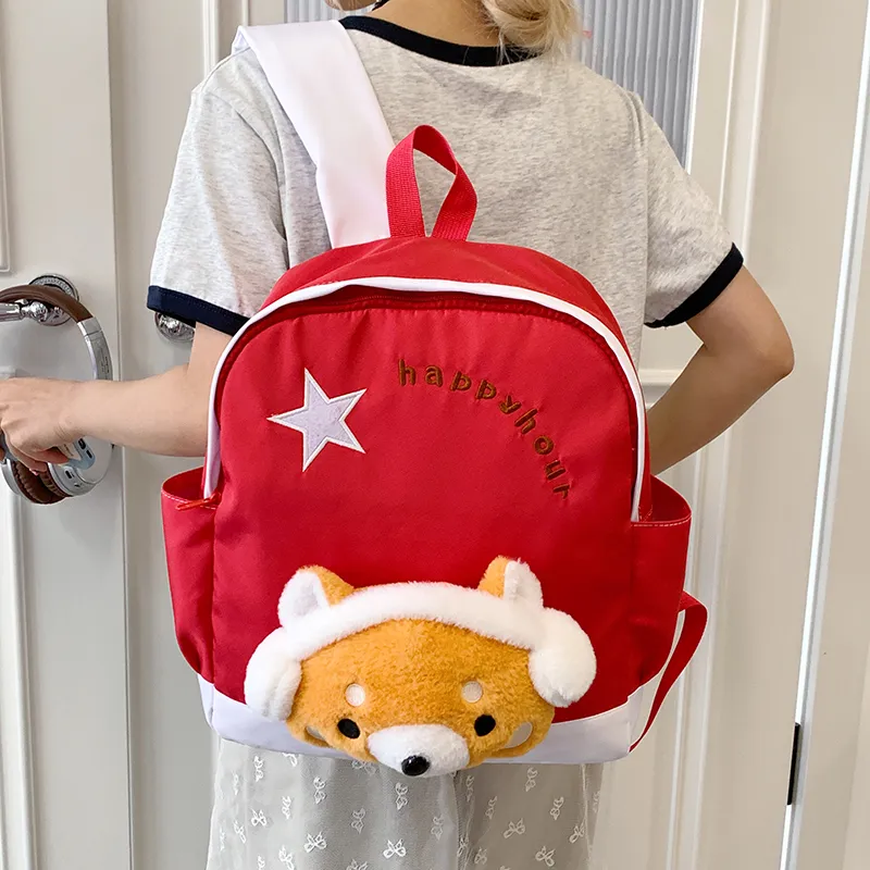 WICKBUEN Nylon Fabric Backpack Regular Unisex White/Pink/Red/Blue-16