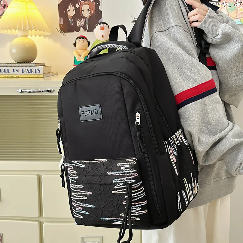 WICKBUEN Nylon Backpack Regular Unisex White/Black/Pink/Red-9