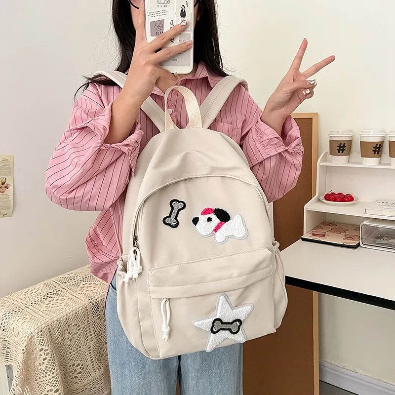WICKBUEN Canvas Bag Backpack Unisex White/Black-5