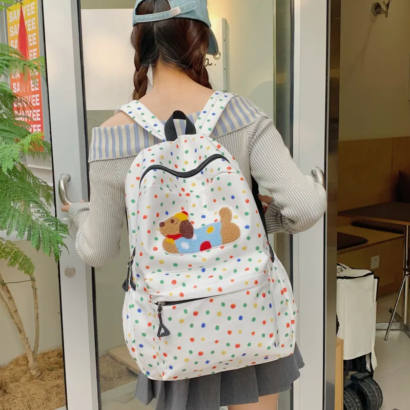 WICKBUEN Nylon Fabric Backpack Women's White/Black-3