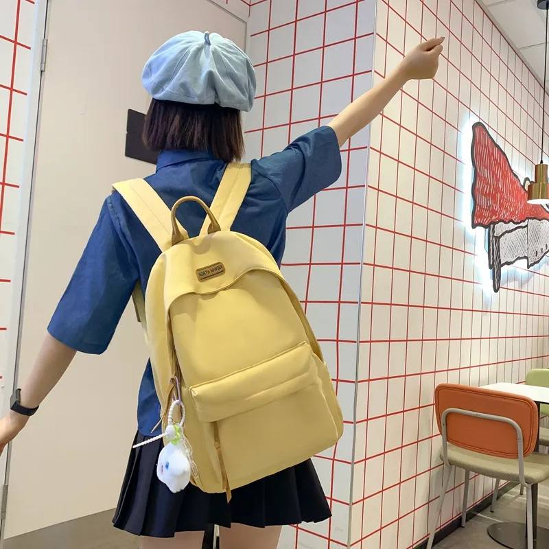 WICKBUEN Nylon Backpack Unisex White/Black/Yellow/Blue-7