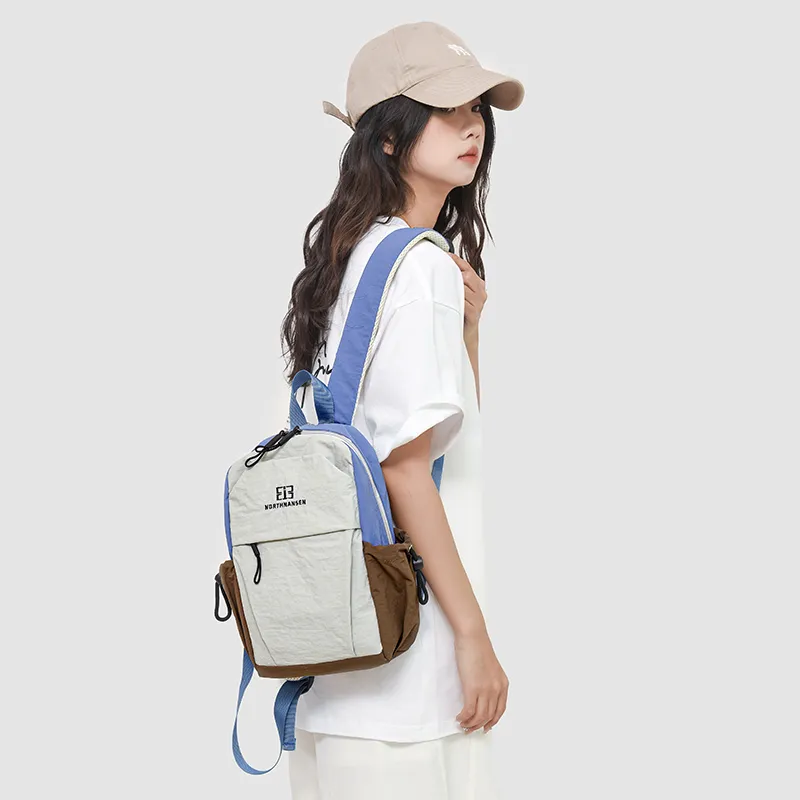 WICKBUEN Nylon Backpack Unisex Blue/Orange/Purple/Khaki-2