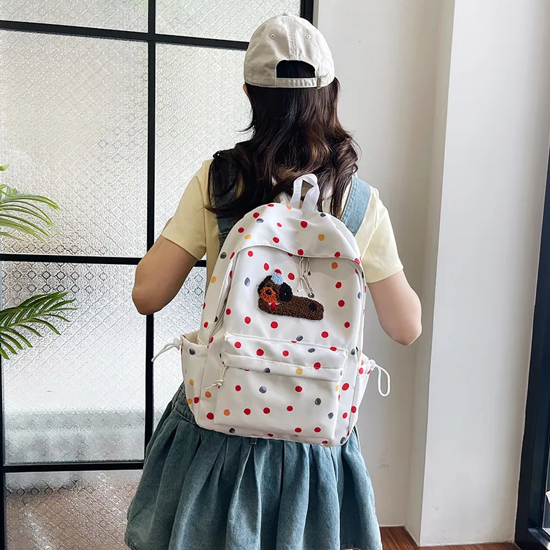 WICKBUEN Nylon Backpack Unisex White/Black-2