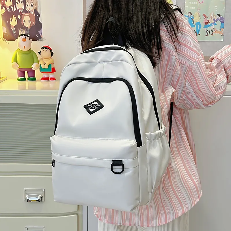 WICKBUEN Nylon Backpack Unisex Gray/Black/Red/White-1