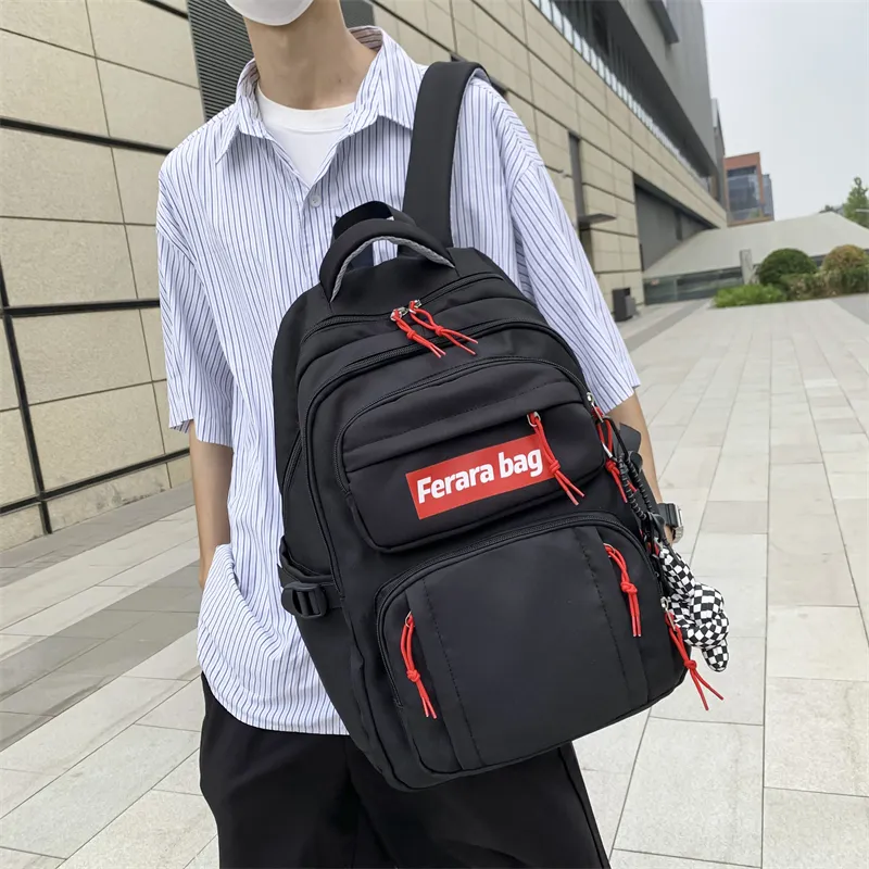 WICKBUEN Oxford Backpack Regular Unisex Orange Red/White/Black-15