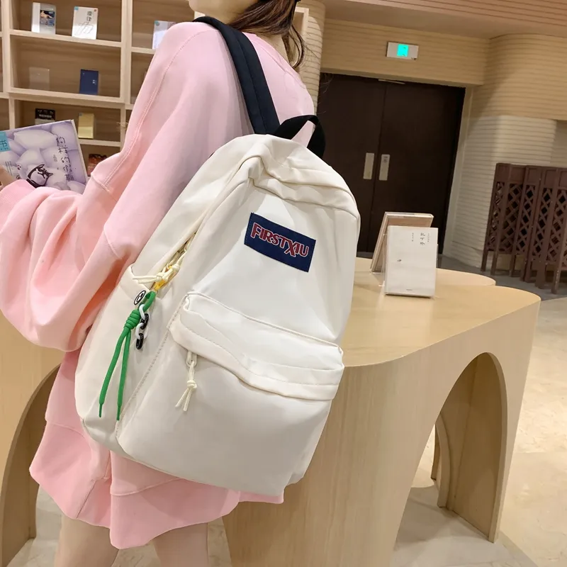 WICKBUEN Nylon Backpack Women's Ecru/Black/Pink/Green-1