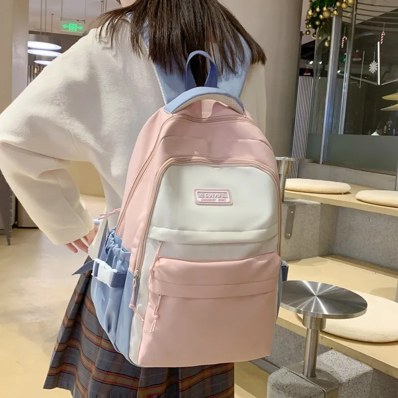 WICKBUEN Nylon Backpack Women's Orange Red/Purple/Blue/Black-16