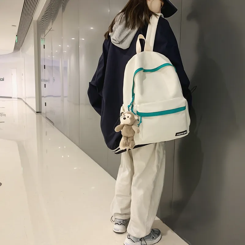 WICKBUEN Nylon Backpack Unisex White/Black/Purple/Green-5