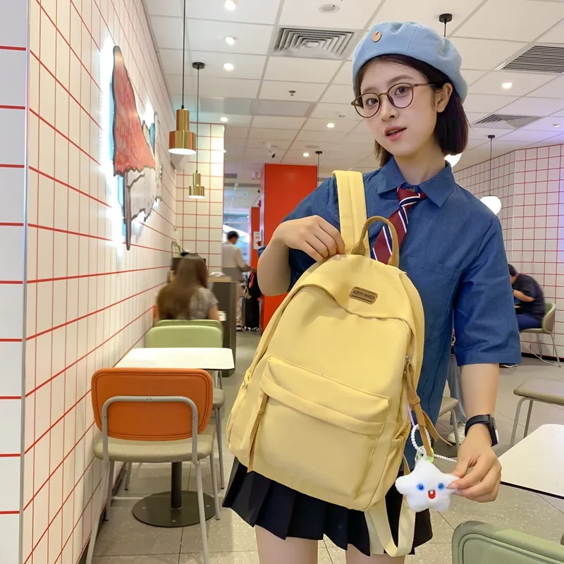 WICKBUEN Nylon Backpack Unisex White/Black/Yellow/Blue-11