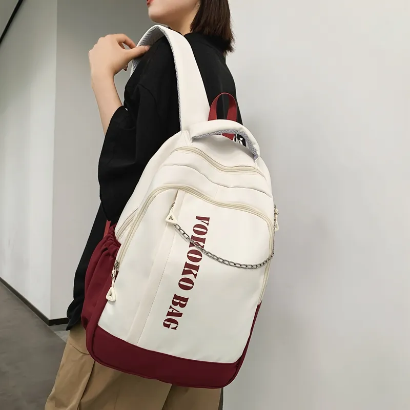 WICKBUEN Nylon Backpack Regular Unisex Blue/Burgundy/Pink-11