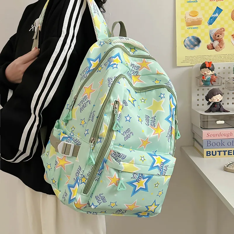 WICKBUEN Polyester Backpack Regular Women's White/Black/Purple/Green-16