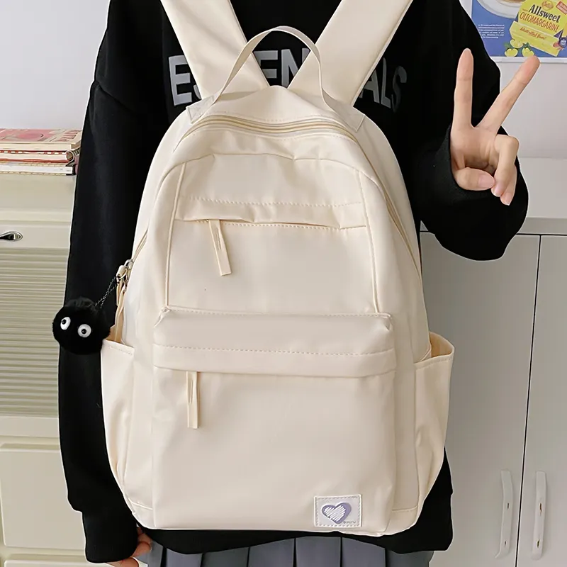 WICKBUEN Nylon Backpack Unisex White/Black/Blue/Pink-5