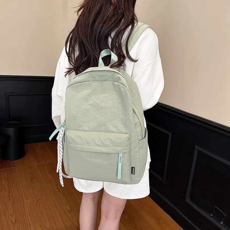 WICKBUEN Nylon Backpack Unisex Purple/Black/Green/Yellow-13