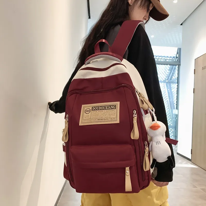 WICKBUEN Nylon Fabric Backpack Regular Unisex Blue/Black/Burgundy/Blue-14