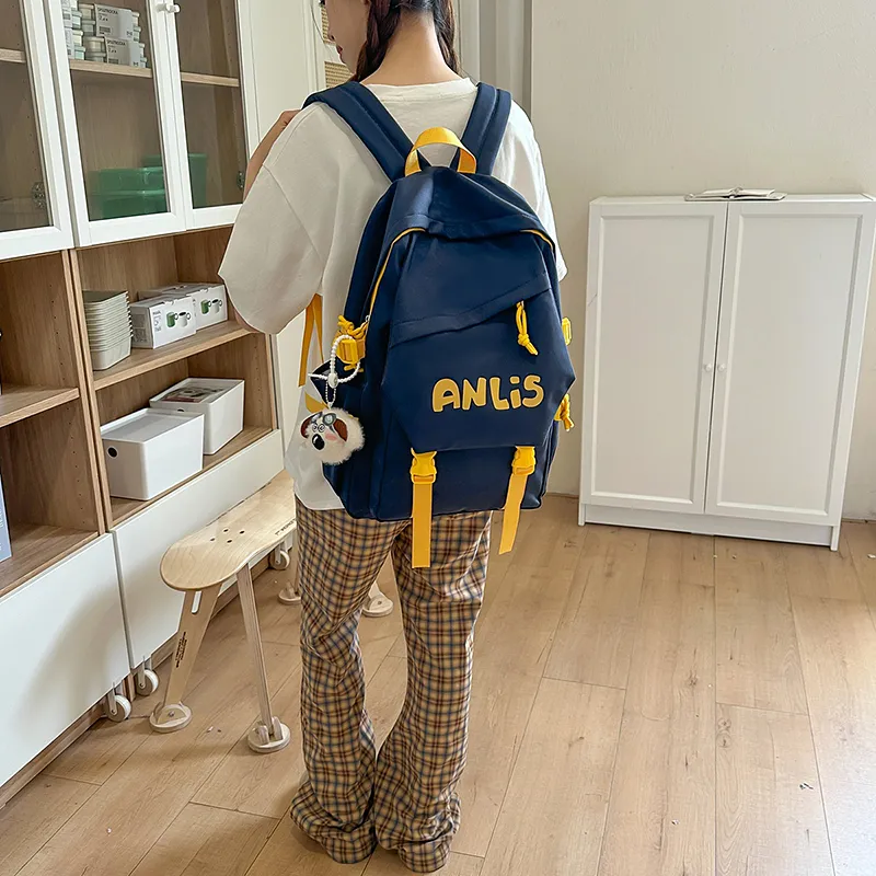 WICKBUEN Nylon Backpack Unisex Ecru/Yellow/Blue/Black-15