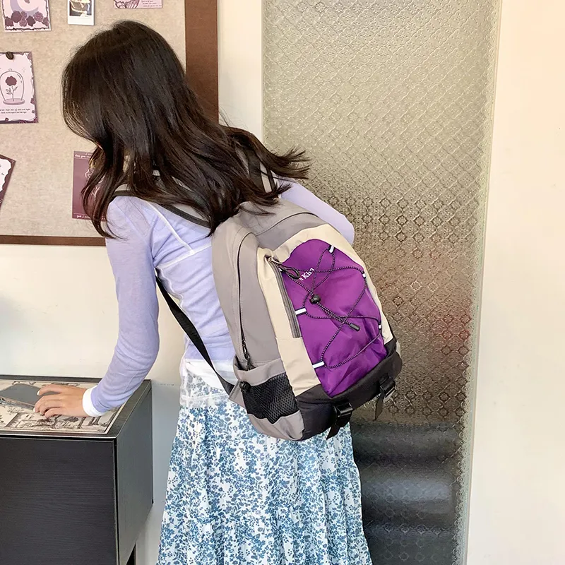WICKBUEN Nylon Backpack Regular Unisex Purple/Gray/Black-4