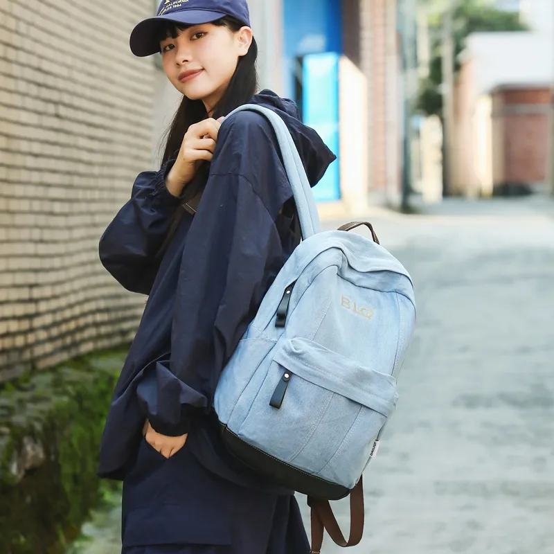 WICKBUEN Denim Backpack Unisex Black/Light Blue/Blue-9