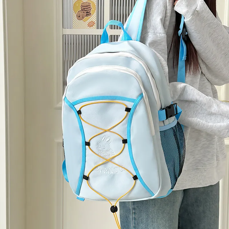 WICKBUEN Polyester Backpack Unisex Blue/Green/Black-3