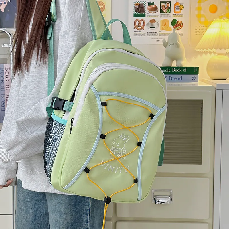 WICKBUEN Polyester Backpack Unisex Blue/Green/Black-10
