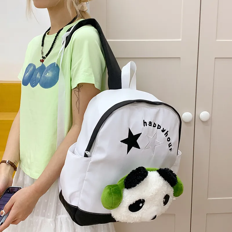 WICKBUEN Nylon Fabric Backpack Regular Unisex White/Pink/Red/Blue-3