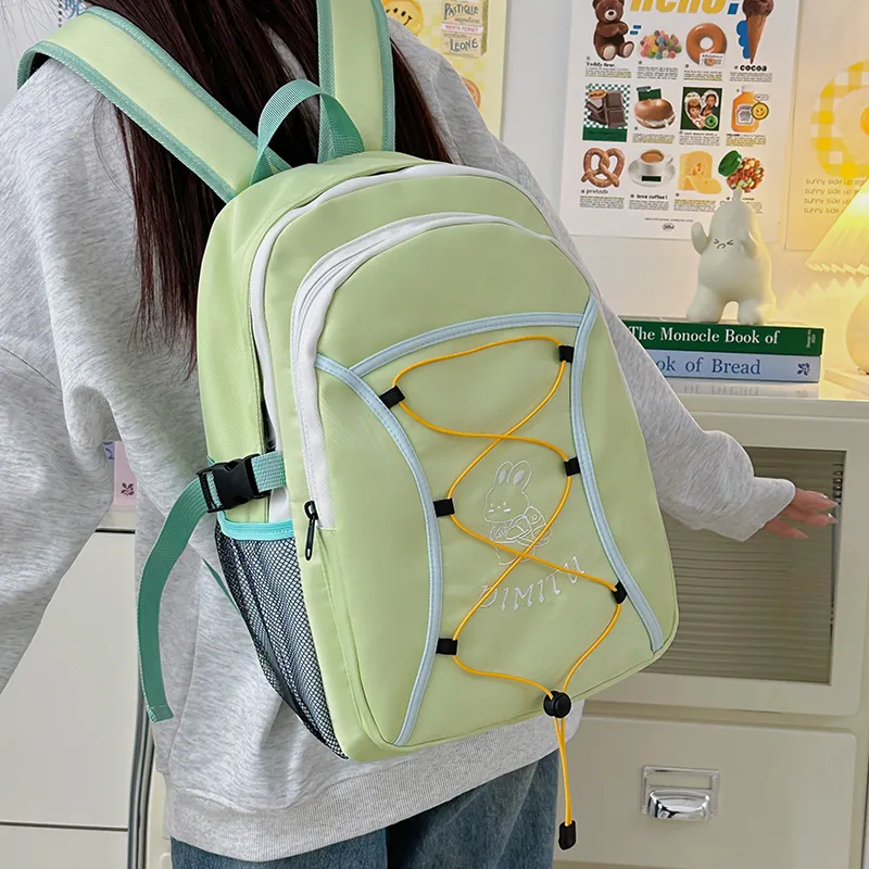 WICKBUEN Polyester Backpack Unisex Blue/Green/Black-7