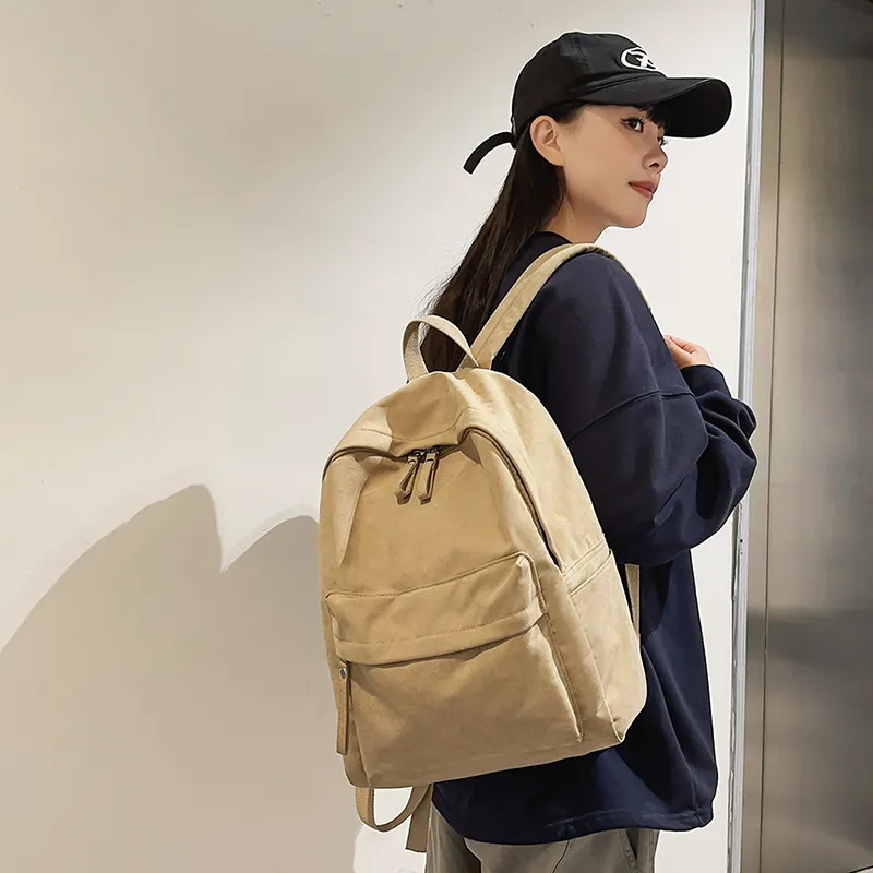 WICKBUEN Nylon Backpack Unisex White/Black/Burgundy/Khaki-20