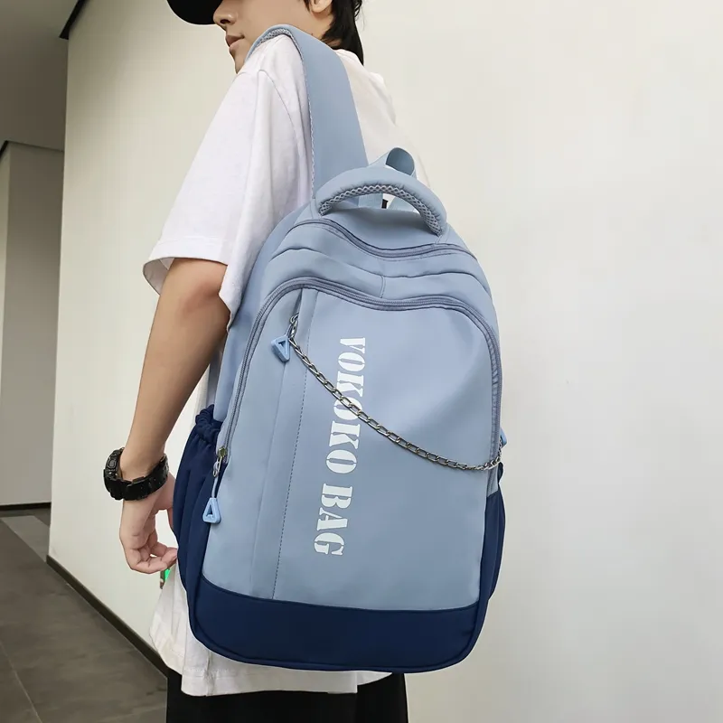WICKBUEN Nylon Backpack Regular Unisex Blue/Burgundy/Pink-5