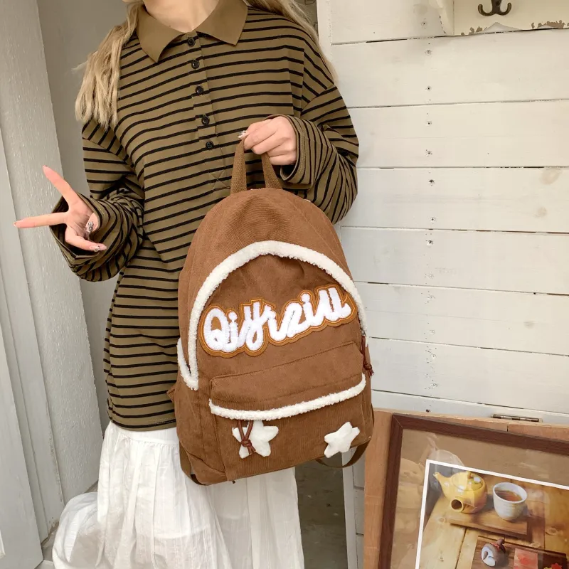 WICKBUEN Fabric Backpack Women's Black/Coffee-10