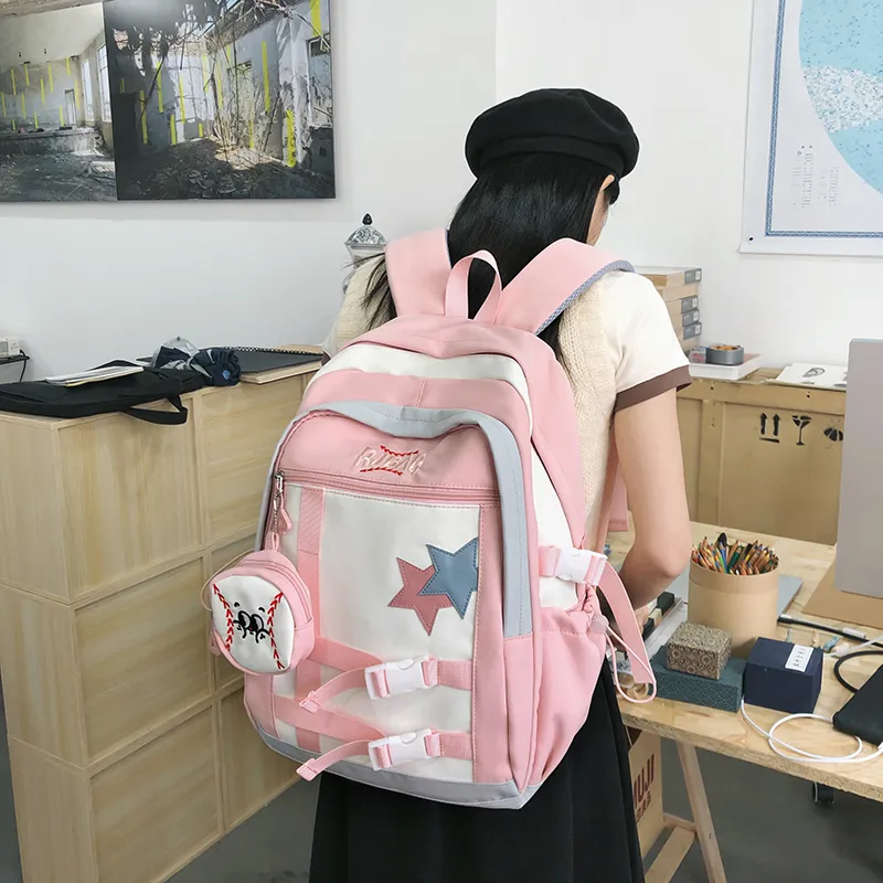 WICKBUEN Nylon Backpack Regular Unisex Ecru/Pink/Violet/Yellow-8