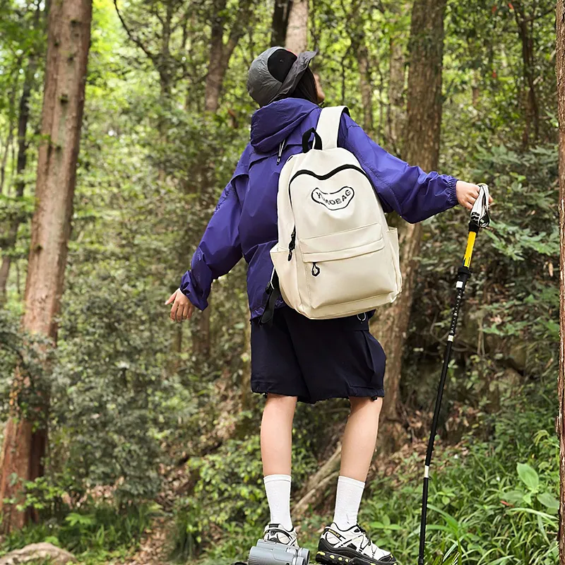 WICKBUEN Nylon Backpack Unisex White/Black/Orange/Green-1