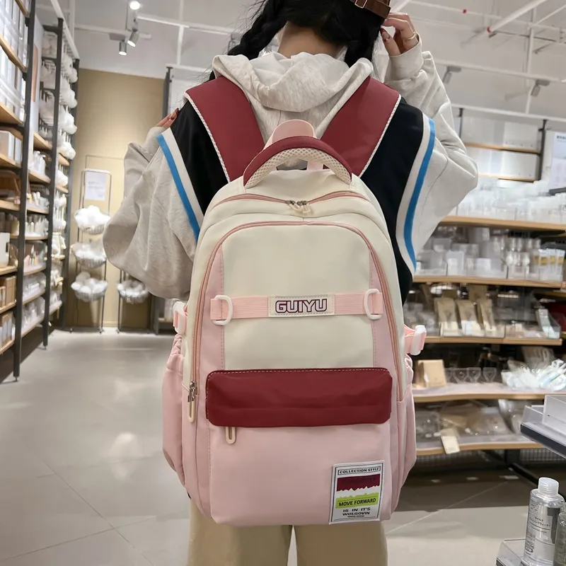 WICKBUEN Nylon Backpack Regular Unisex Black/Pink/Khaki/Green-7