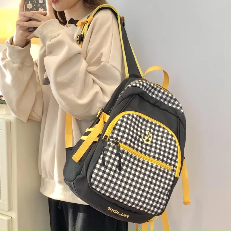 WICKBUEN Fabric Backpack Unisex Yellow/Black-7