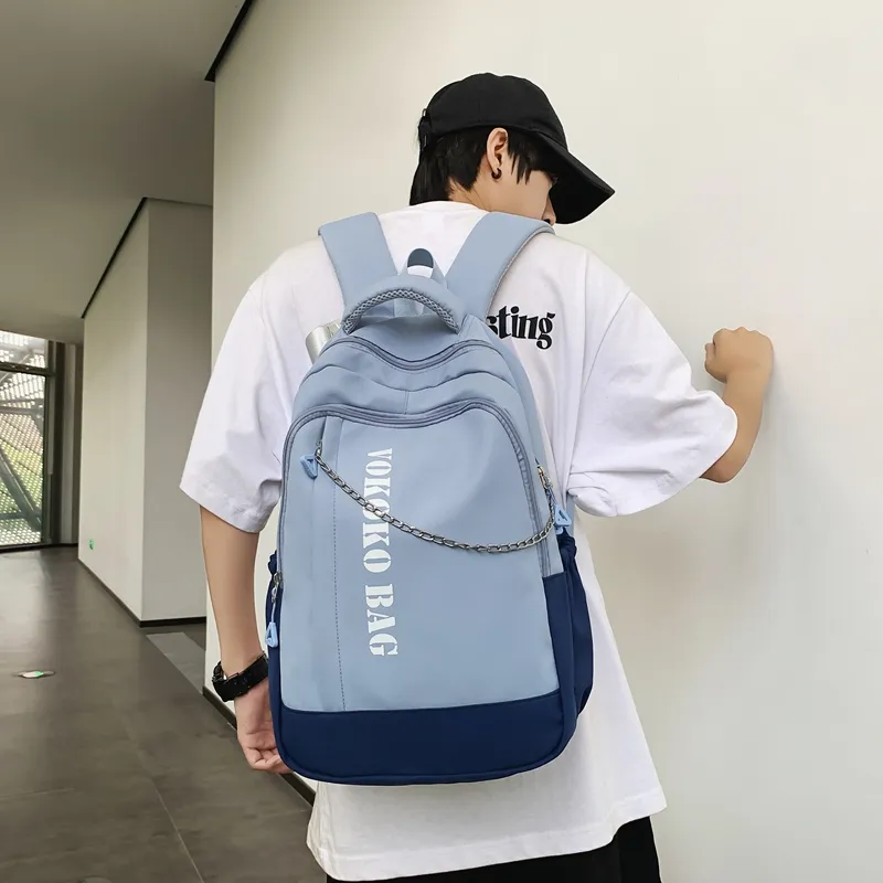 WICKBUEN Nylon Backpack Regular Unisex Blue/Burgundy/Pink-1