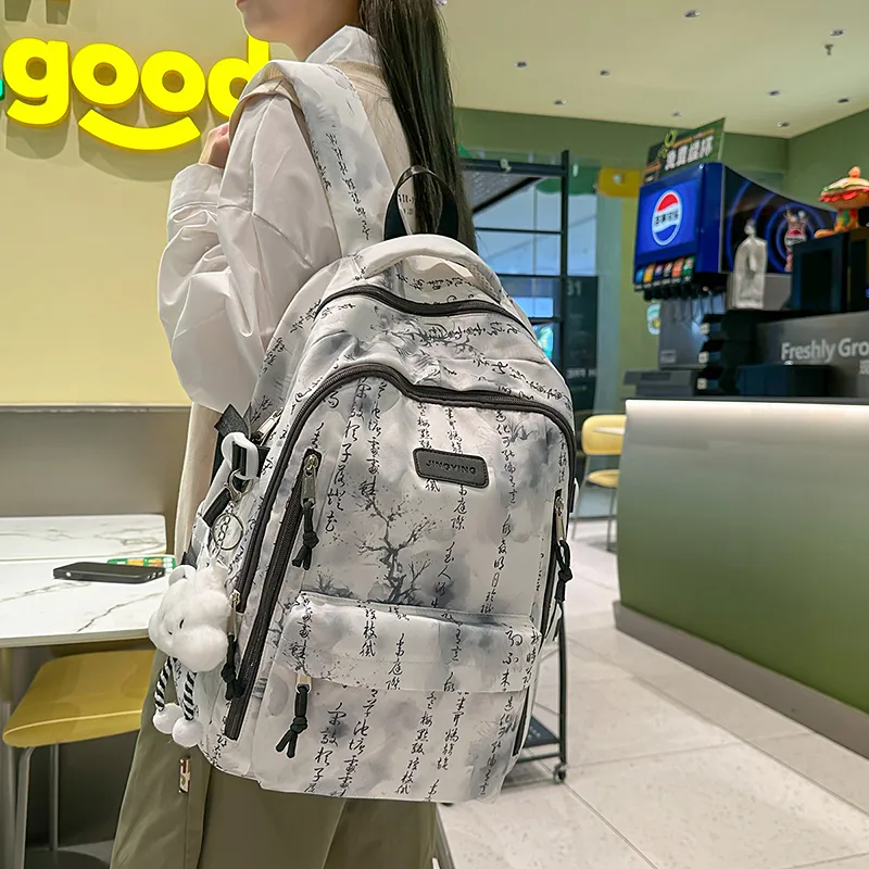 WICKBUEN Nylon Backpack Unisex Black/Pink/Yellow/Green/Blue-1