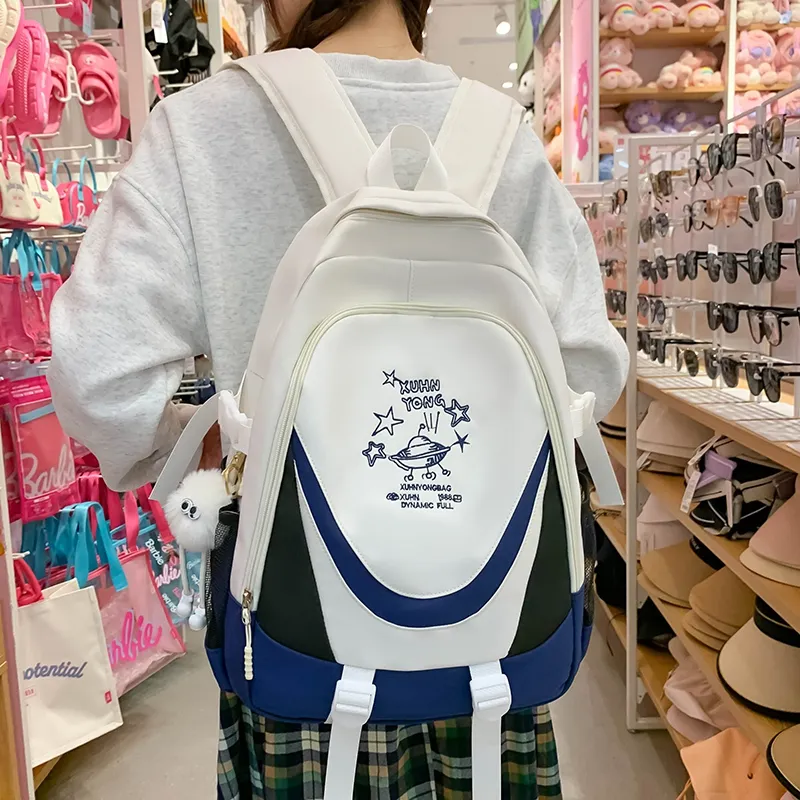 WICKBUEN Nylon Backpack Unisex Red/Blue/White-8