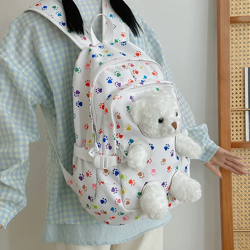 WICKBUEN Nylon Backpack Unisex White/Black-1