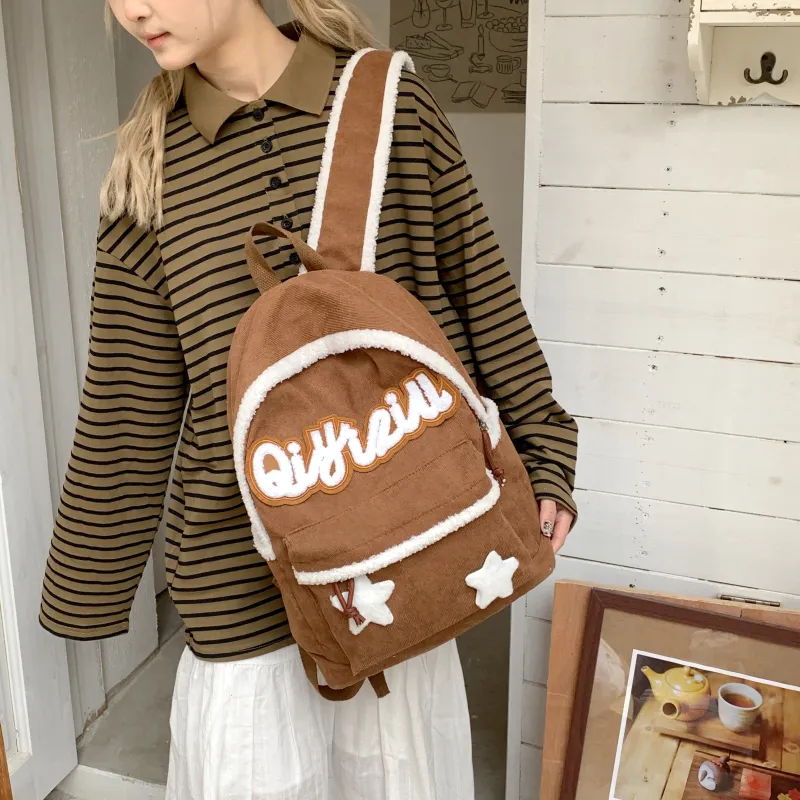 WICKBUEN Fabric Backpack Women's Black/Coffee-11