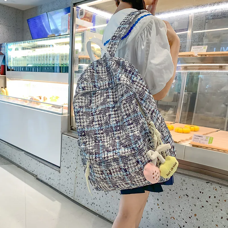 WICKBUEN Nylon Backpack Unisex Black/Blue/Brown-12
