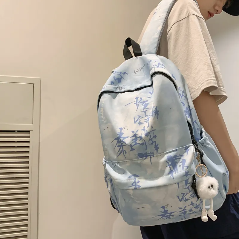 WICKBUEN Nylon Backpack Regular Unisex White/Black/Gray/Khaki/Blue-19