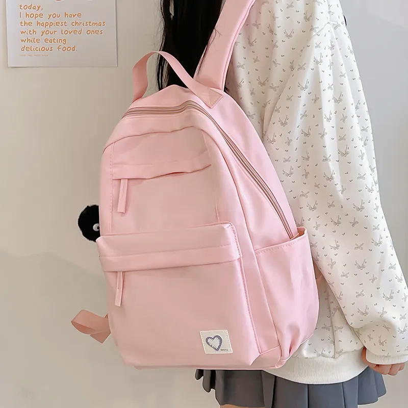WICKBUEN Nylon Backpack Unisex White/Black/Blue/Pink-23