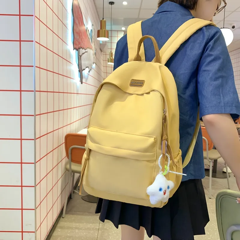 WICKBUEN Nylon Backpack Unisex White/Black/Yellow/Blue-9