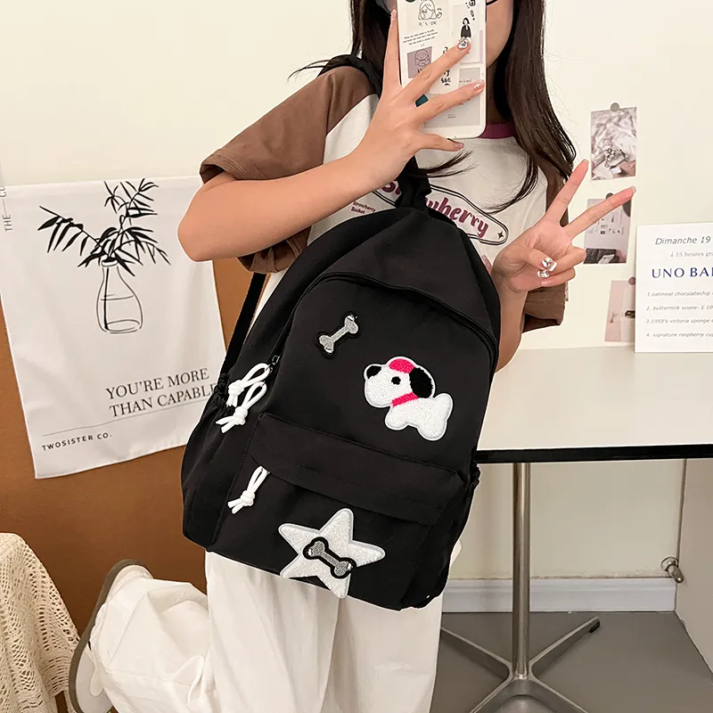 WICKBUEN Canvas Bag Backpack Unisex White/Black-11