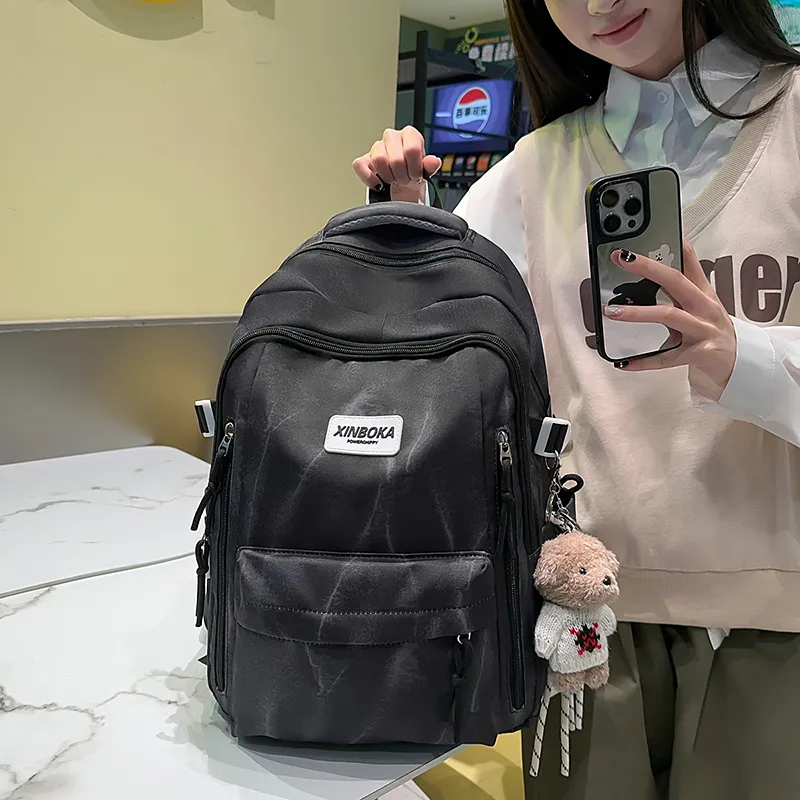 WICKBUEN Nylon Backpack Unisex White/Black/Coffee/Blue-8