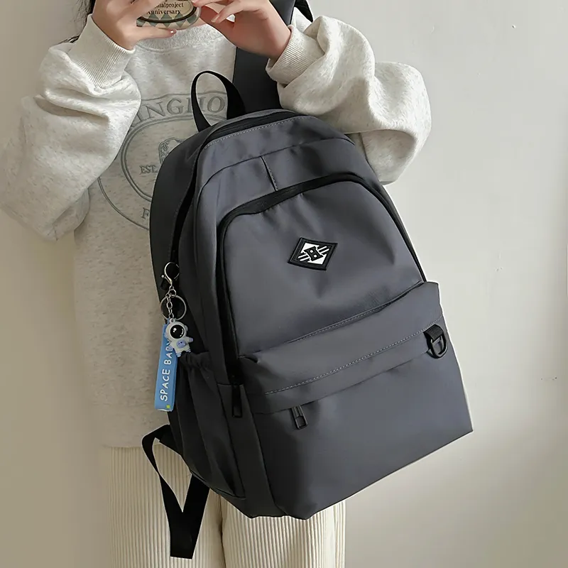WICKBUEN Nylon Backpack Unisex Gray/Black/Red/White-7