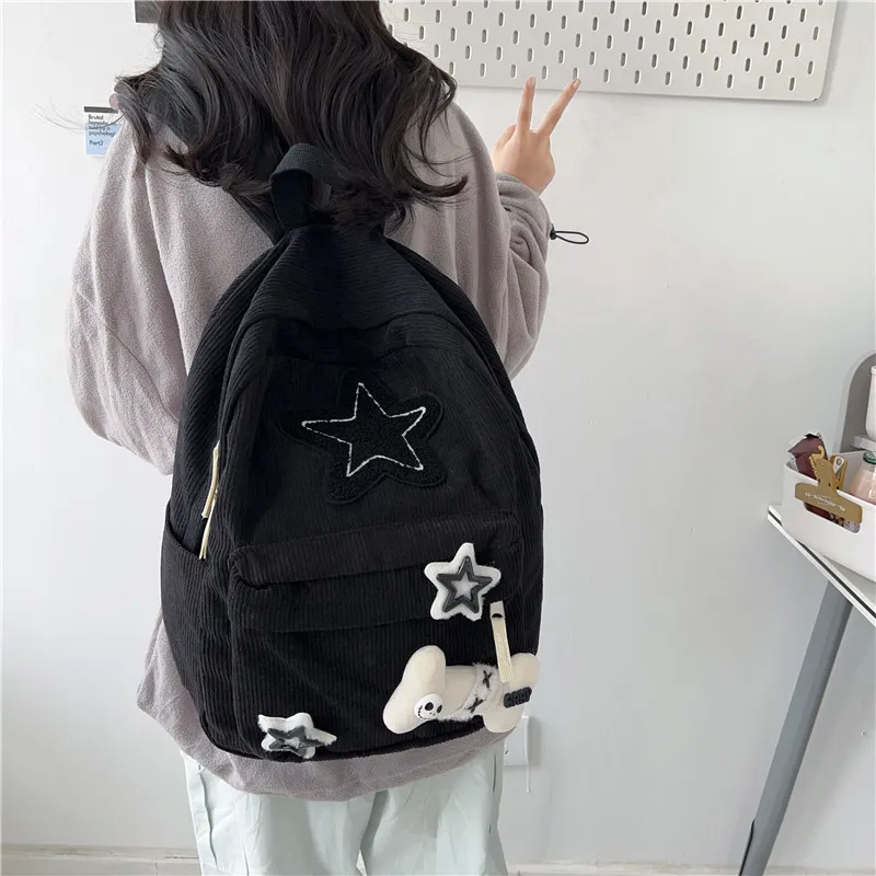 WICKBUEN Corduroy Backpack Unisex Ecru/Black-7